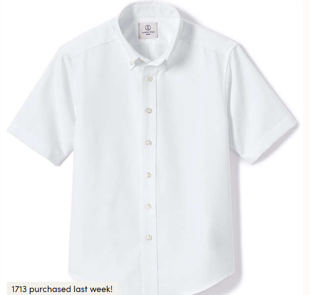 School Uniform Mens Short Sleeve Oxford Dress Shirt